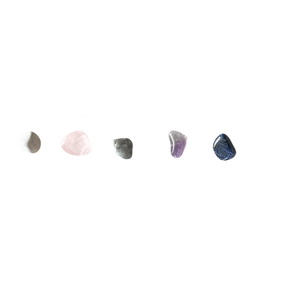 ANXIETY RELIEF Crystal Pack: Amethyst, Rose Quartz, Labradorite, Howlite, Sodalite